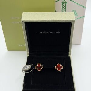Van Cleef & Arpels Gold and Red Clover Earrings